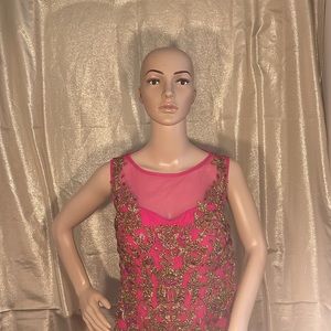 Custom Pink Indian long dress with intricate gold design (HEAVY+High Quality)